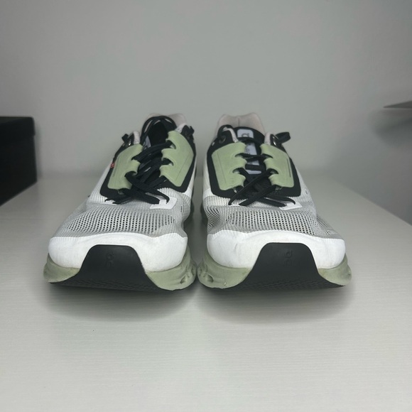 On Running White and Olive Sneakers - Picture 8 of 9